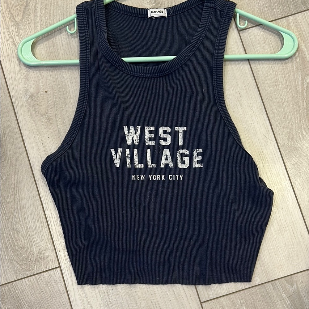 Garage Blue Sleeveless Crop Tank Top
